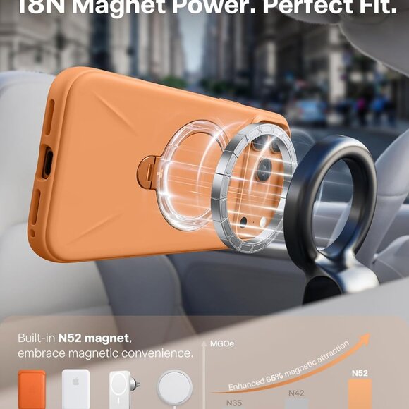 TORRAS Q3 Silicone 360 Spin for iPhone 17 Pro Case with Stand, Fit for MagSafe, - Picture 3 of 10